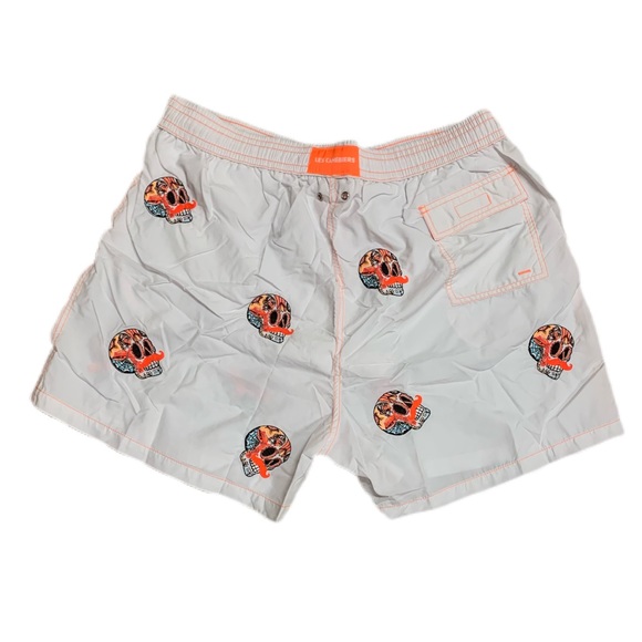 NWT🌴Les Canebiers Mens White Skull Swim Shorts - Picture 5 of 9